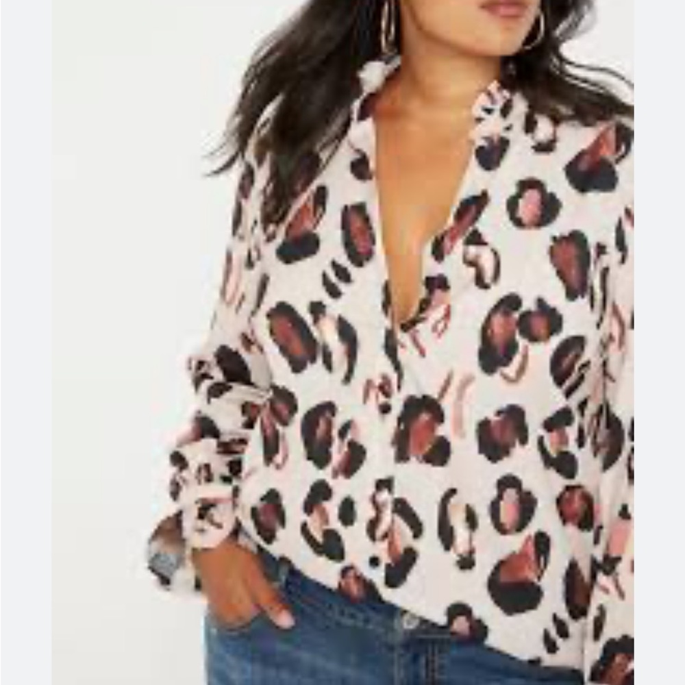 Plus Size Leopard Print Blouse By Eloquii Is In L… - image 1